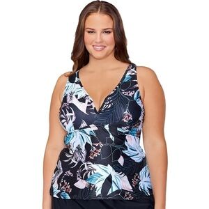 Trendy Plus Size Tanzania Tankini Top Women's Swimsuit size 14W swimwear New